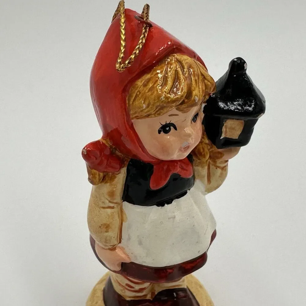 Enesco Ceramic Christmas Tree Ornament Girl Holding Lantern Vintage Retro VTG